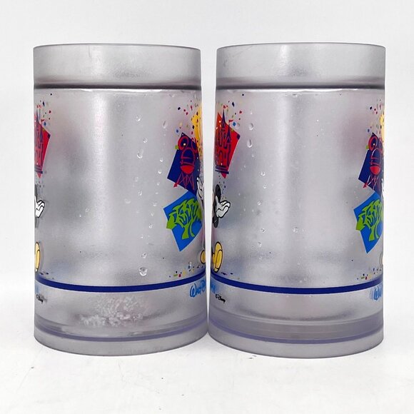 Walt Disney World Mickey Mouse Celebration Frosted LG Plastic Freezer Mugs Cups - Picture 4 of 10